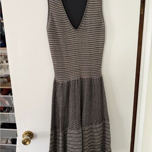 Knitted & Knotted Black and Gray Striped Anthropologie Dress